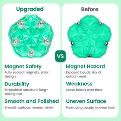 DYRDM sphere with enclosed magnets for safe, durable construction.