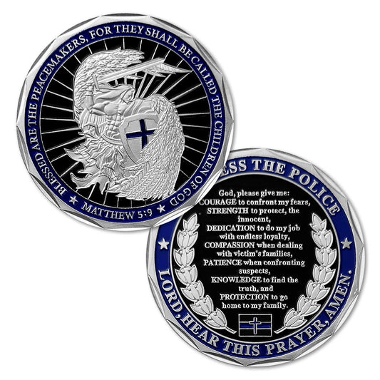 E-coin Saint Michael police coin front view, ideal for display and gifting.