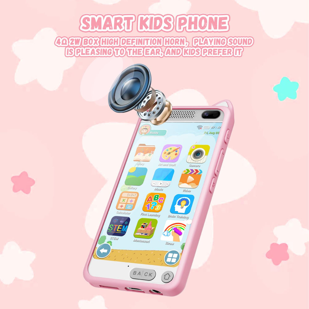 E teacher kids smart phone pink in-use image showing user-friendly interface and safety features