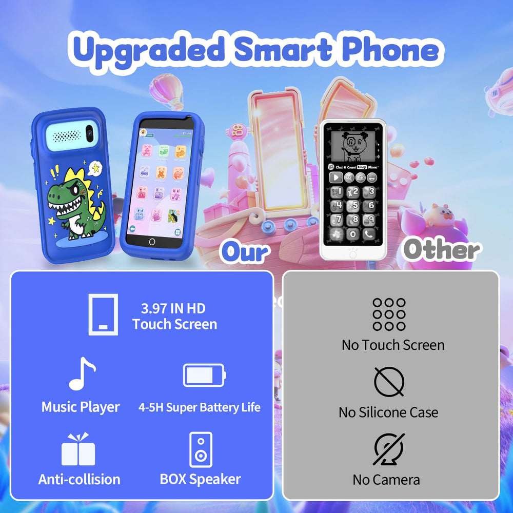 E teacher Kids Smart Phone Toy blue ABC learning module teaches phonetics.