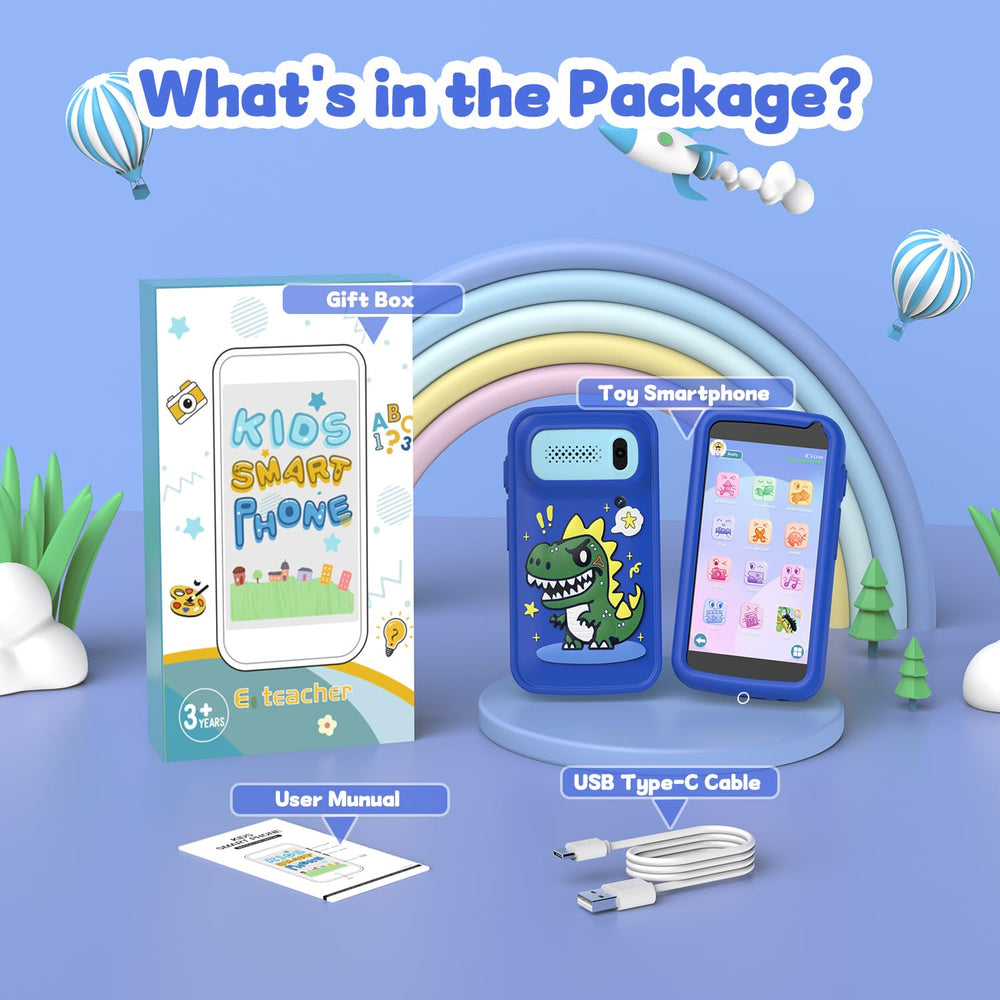 E teacher Kids Smart Phone Toy blue safety certifications and non-toxic materials.