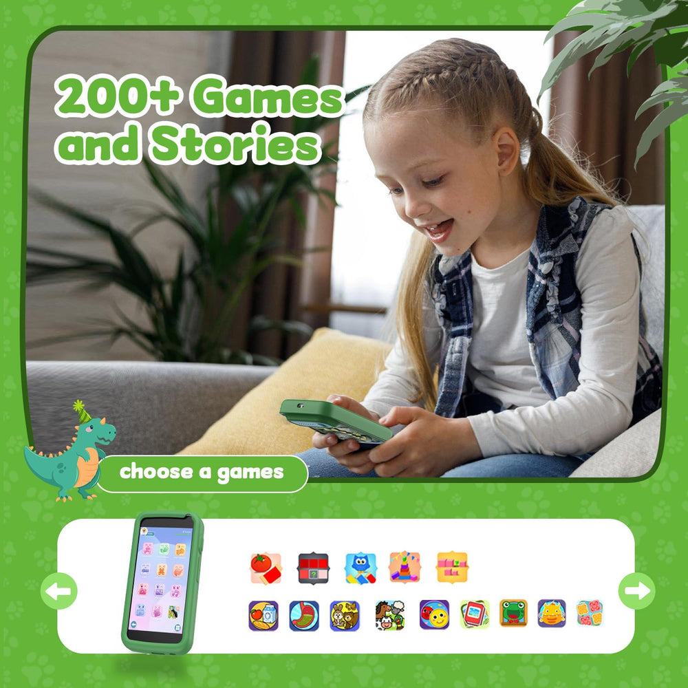 E teacher Kids Smartphone green side view highlighting slim travel-friendly design