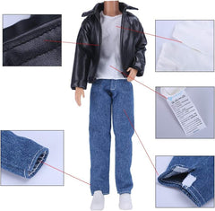 E-TING leather jacket set adds a stylish, durable outer layer for the boy doll