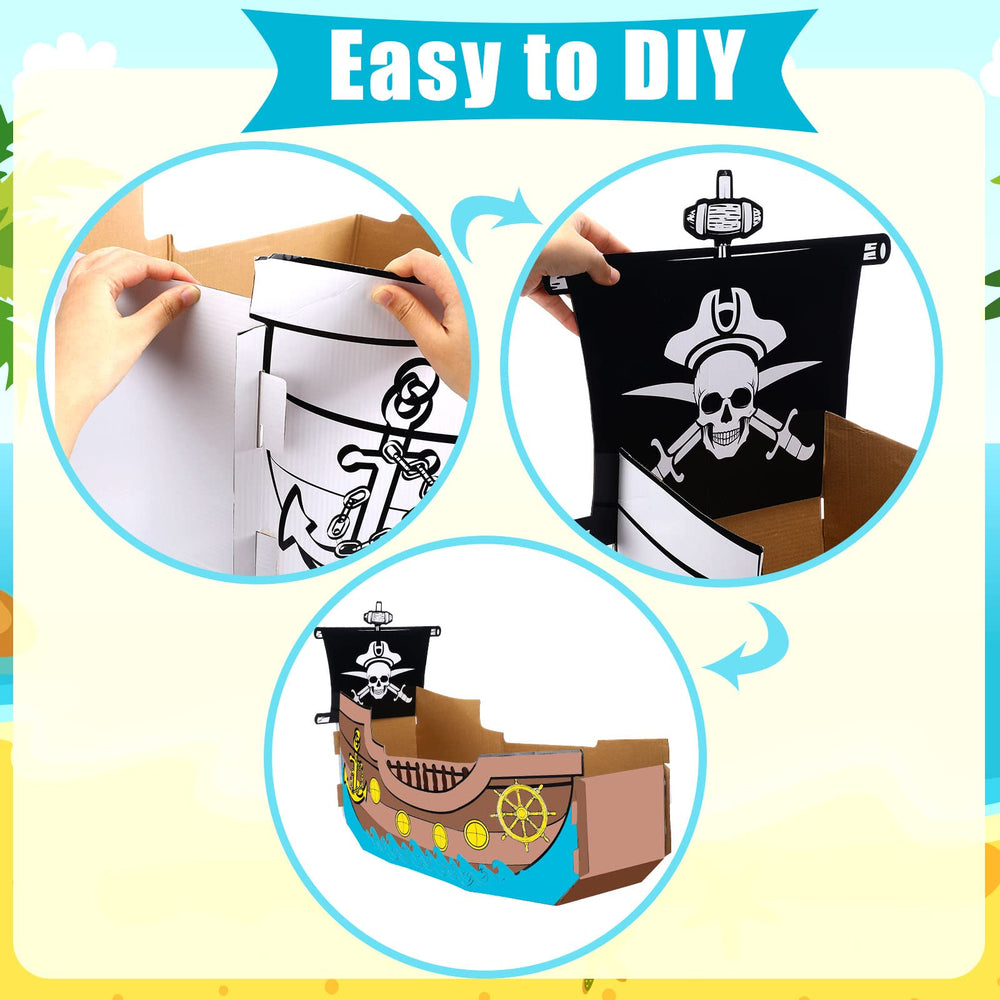 Eaasty coloring kit for pirate ship playhouse with paints enables vibrant decorating.