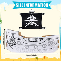 Eaasty coloring pirate ship playhouse side view shows compact size ideal for indoor spaces.
