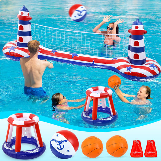EagleStone inflatable pool net assembly providing steady play for family games
