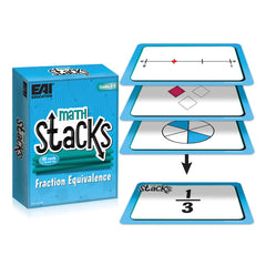EAI Education Math Stacks game box with fraction cards for classroom practice.