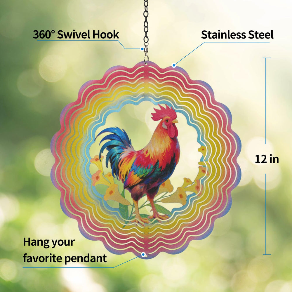Eandisom chicken wind spinner frosted finish catches light beautifully