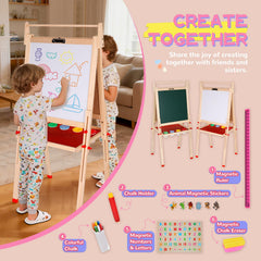 EAQ Easel includes 52 magnetic letters and numbers for early learning.
