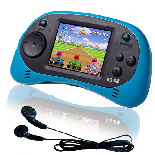 EASEGMER 16Bit kids handheld blue front view for on-the-go fun.