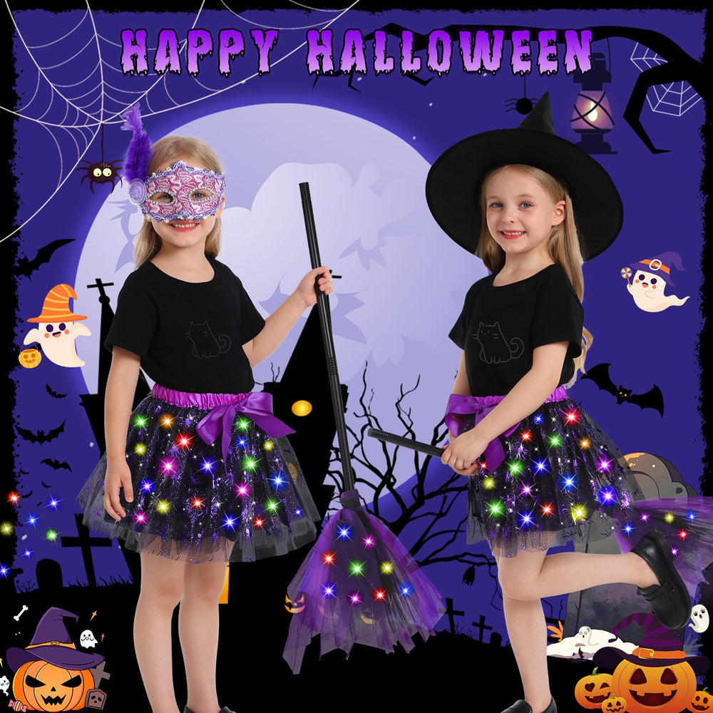 Easface LED witch broom in purple for magical walks and tricks
