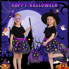 Easface LED witch broom in purple for magical walks and tricks