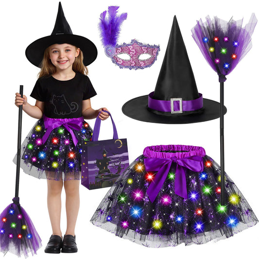 Easface light-up witch tutu skirt glowing with three modes for nighttime play