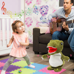 Easfan dinosaur toy sings and moves, inviting kids to clap along and engage.