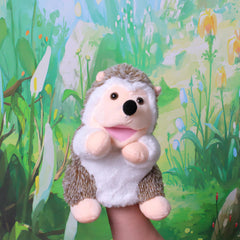 Easfan Hedgehog hand puppet being washed for easy care.