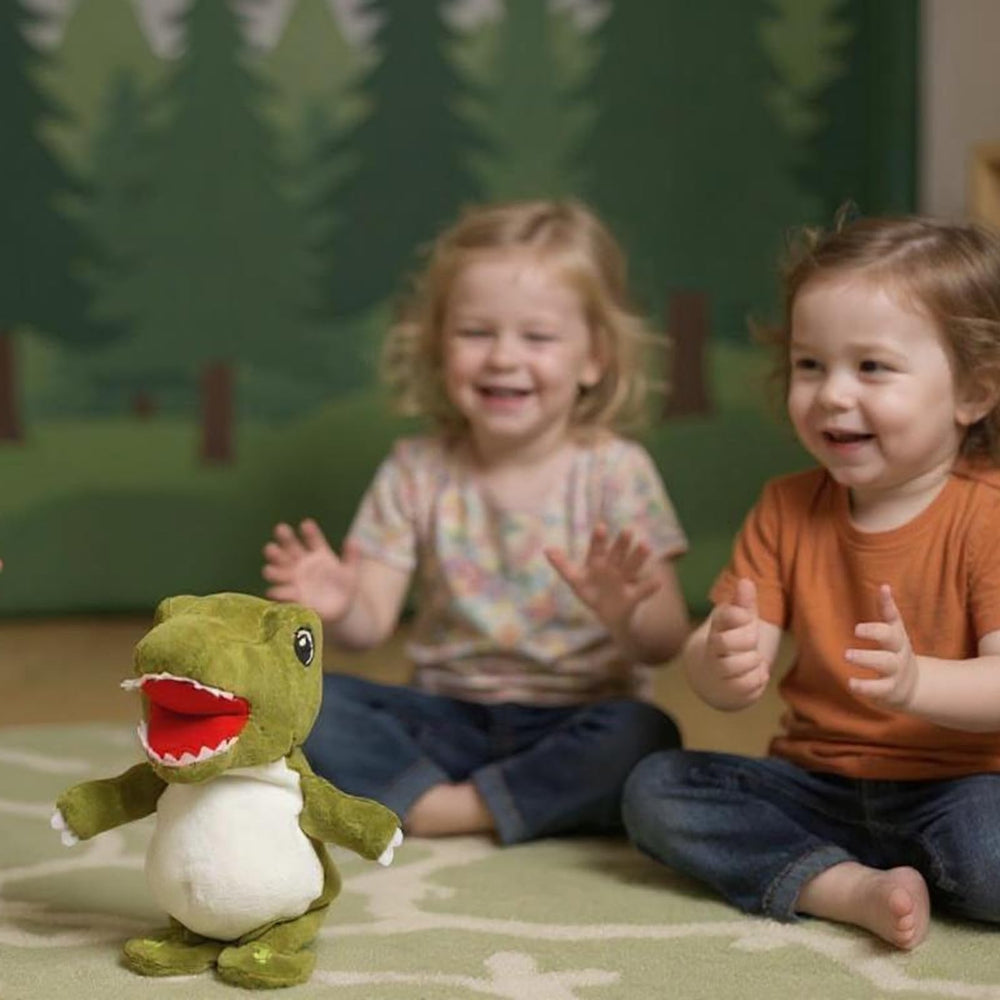 Interactive Easfan dinosaur toy demo scene with activation button and motion.