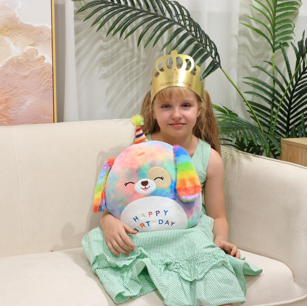 Easfan rainbow dog pillow serves as cuddle buddy and decor accent