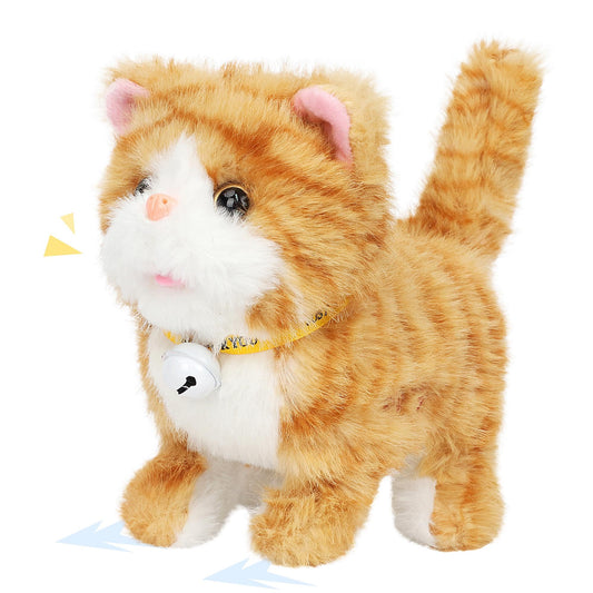 Easfan Walking Plush Kitty front view offers cuddly companionship and interactive play.