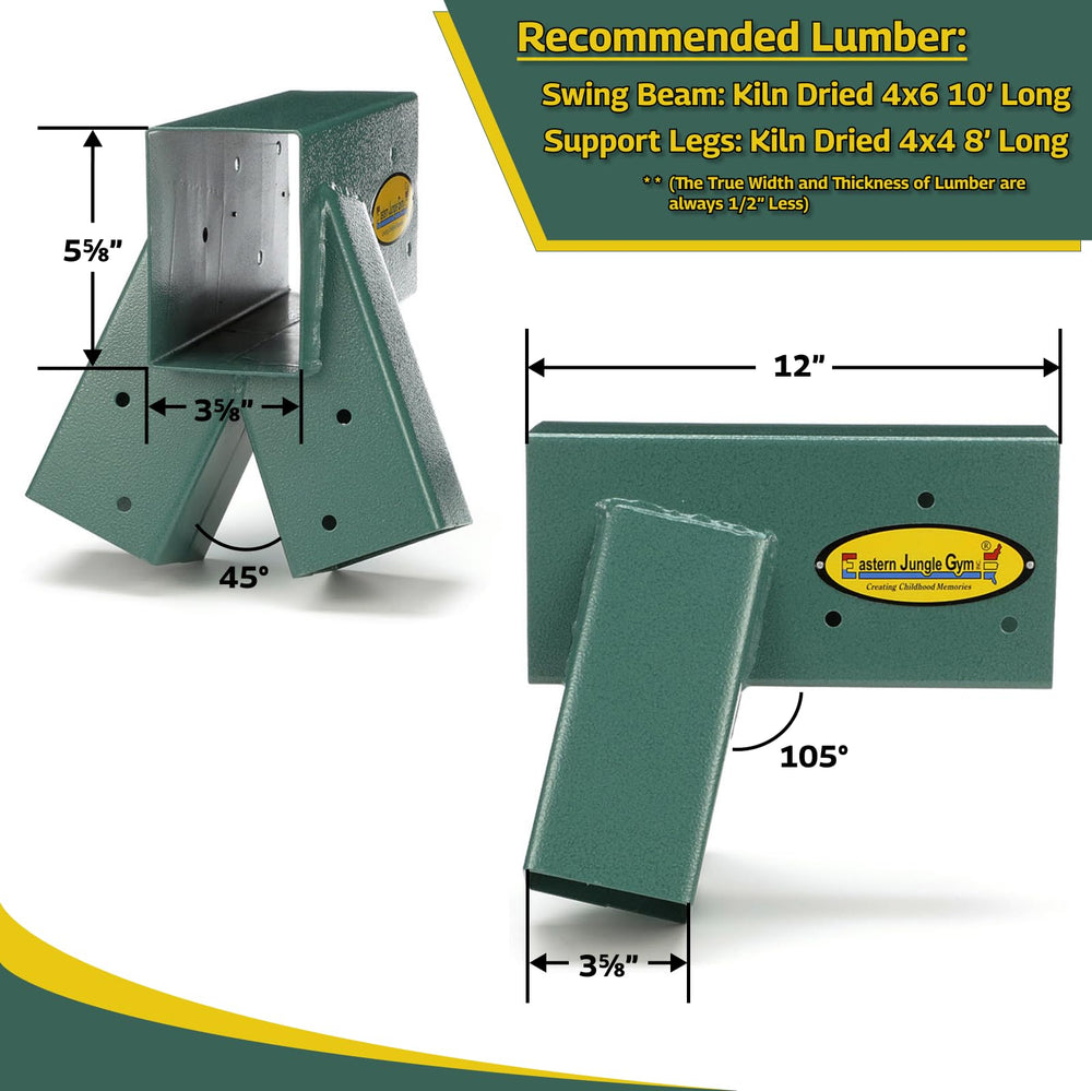 Eastern Jungle Gym A-Frame brackets side view showcasing sturdy outdoor hardware fit.