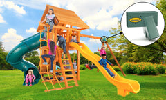 Eastern Jungle Gym zinc powder-coated green finish resists weather and corrosion.