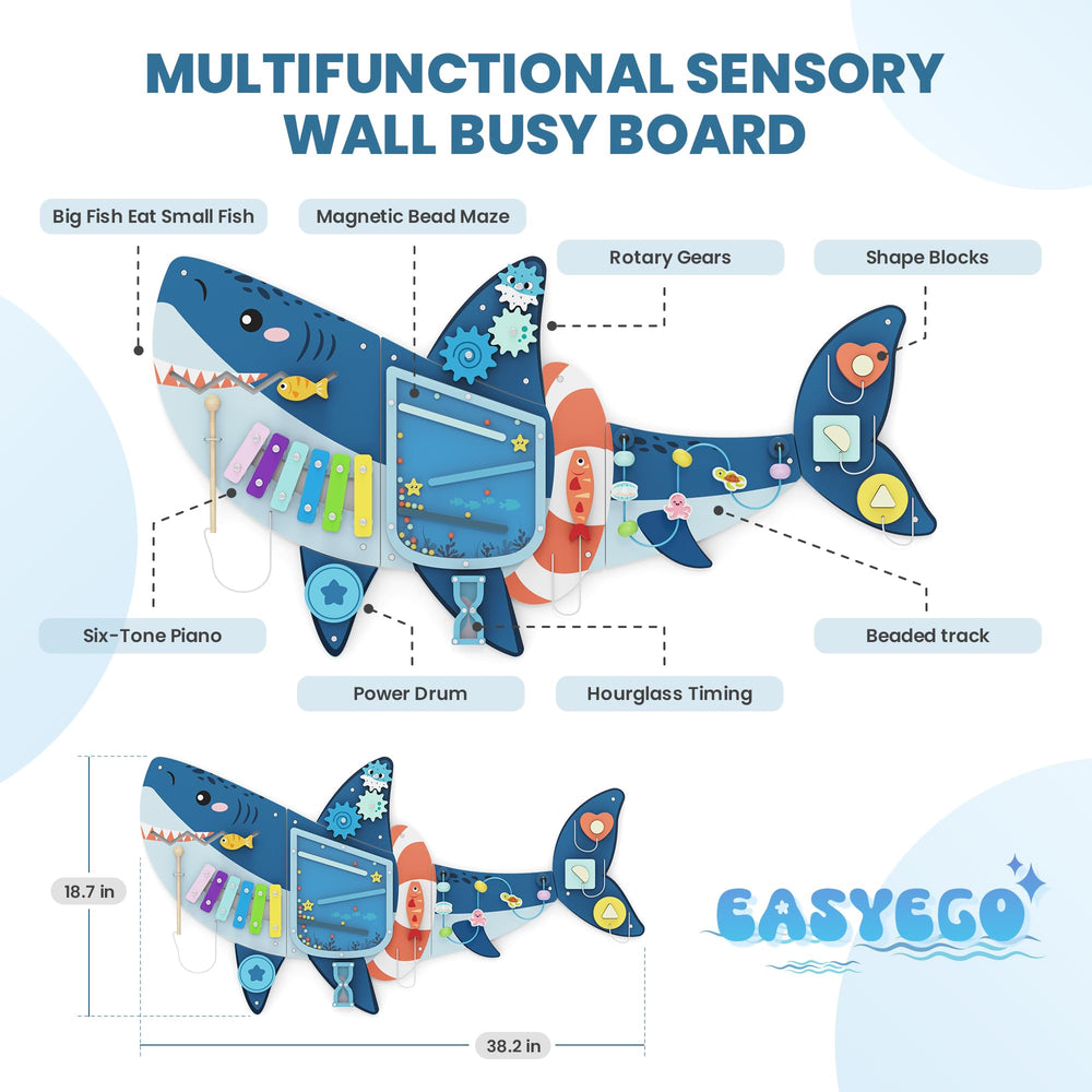 Easyego Montessori sensory center shark invites screen-free learning and discovery.