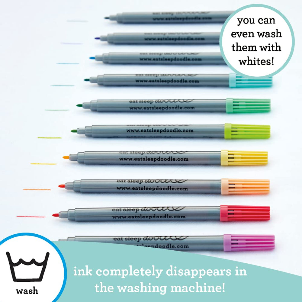 eatsleepdoodle washable markers on fabric; safe, wash-out ink