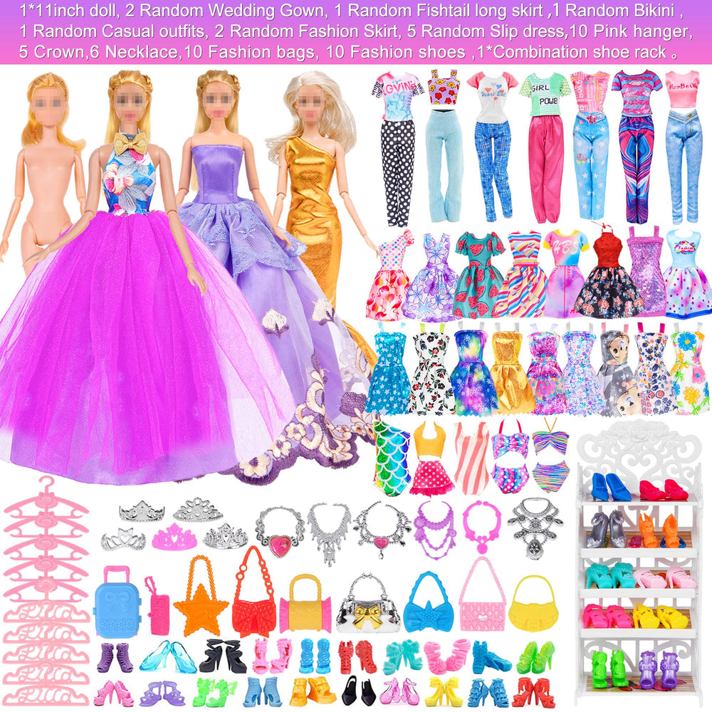 ebuddy doll accessories pack with shoes, jewelry, and storage pieces for styling.