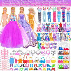 ebuddy doll accessories pack with shoes, jewelry, and storage pieces for styling.