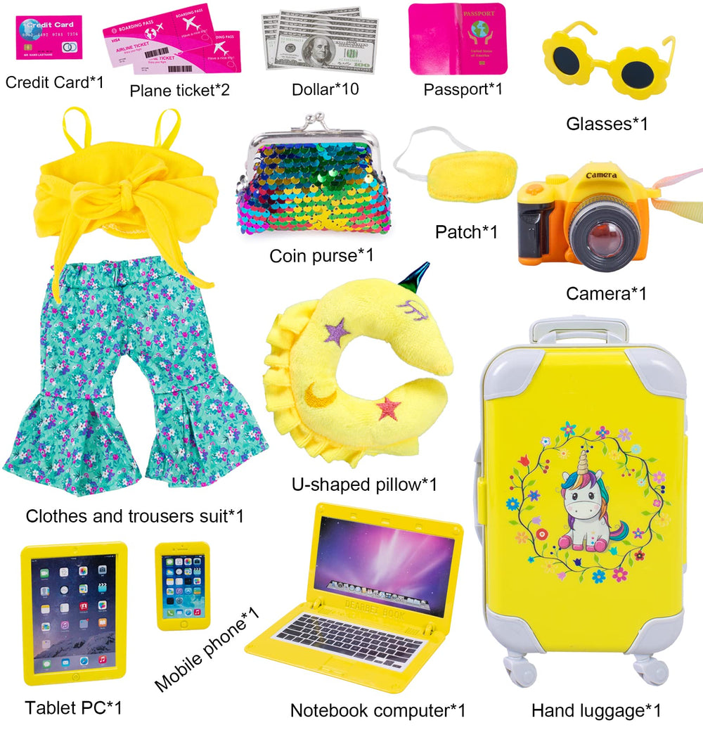 ebuddy yellow top and bell-bottoms outfit for trendy doll adventures.