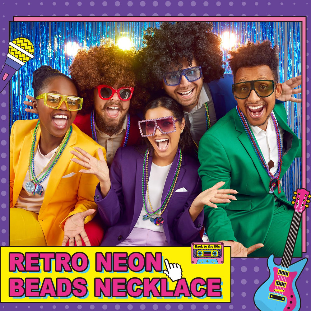 Ecally 80s neon beaded necklaces pendant designs for retro flair.