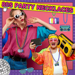 Ecally 80s neon beaded necklaces worn look for vibrant styling.