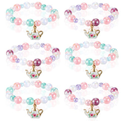 Ecally tea party bracelet set with mini flower teapot charms for party favors.