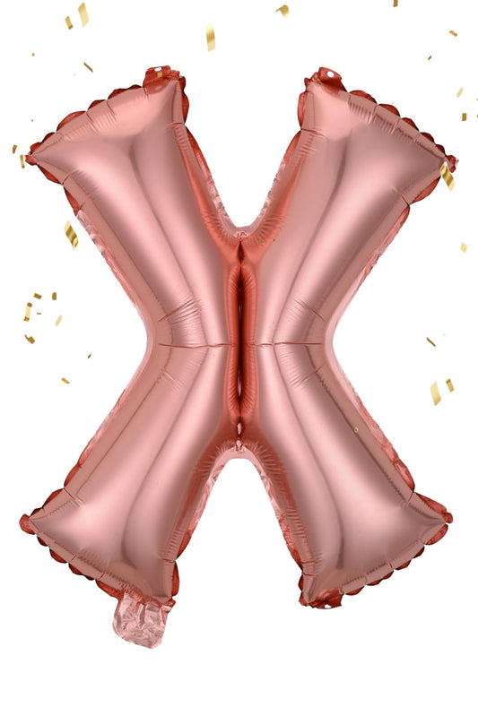 ECHOLUX rose pink X balloon, 16-inch Mylar, perfect for birthday decor and photo ops.