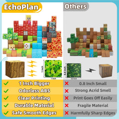 EchoPlan magnetic building tiles closeup showing smooth edges and ABS construction