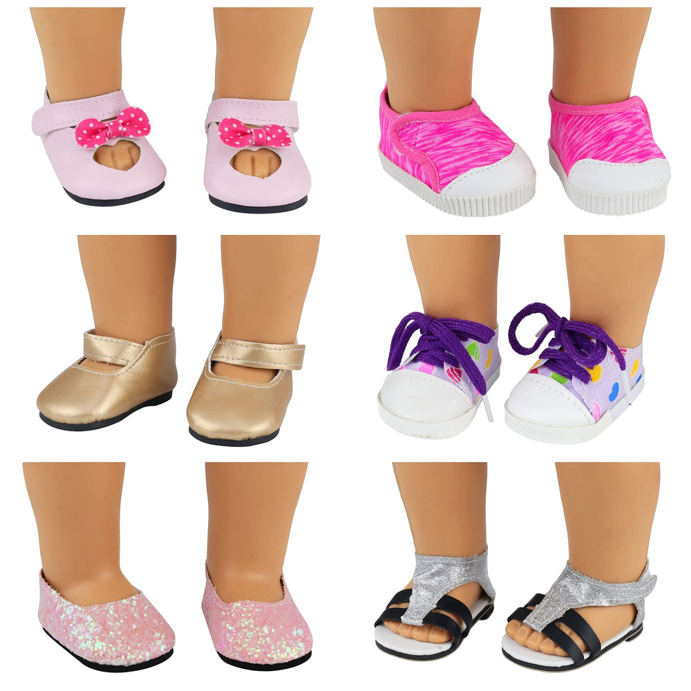 Ecore Fun 18-inch doll canvas shoes with breathable fabric and versatile color options.
