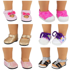Ecore Fun 18-inch doll canvas shoes with breathable fabric and versatile color options.