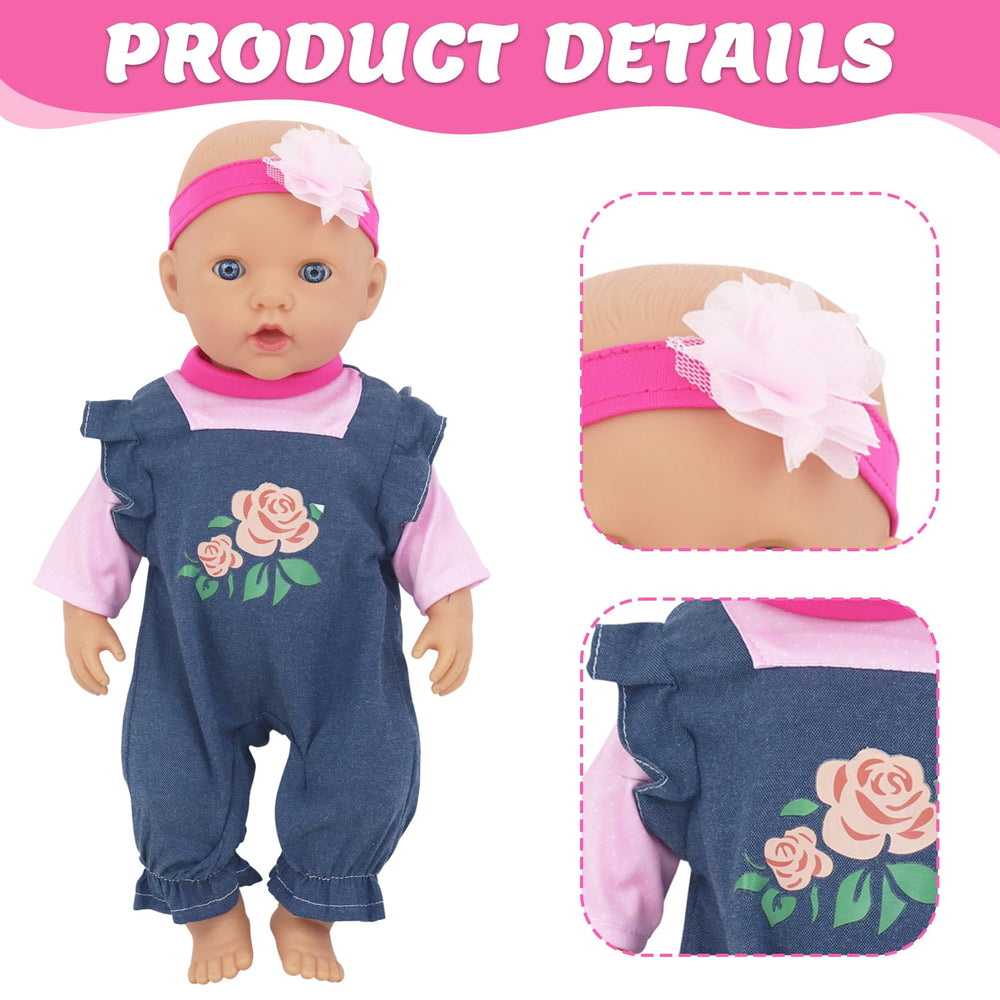 ECORELF denim suspenders provide casual style for 14-18 inch dolls.