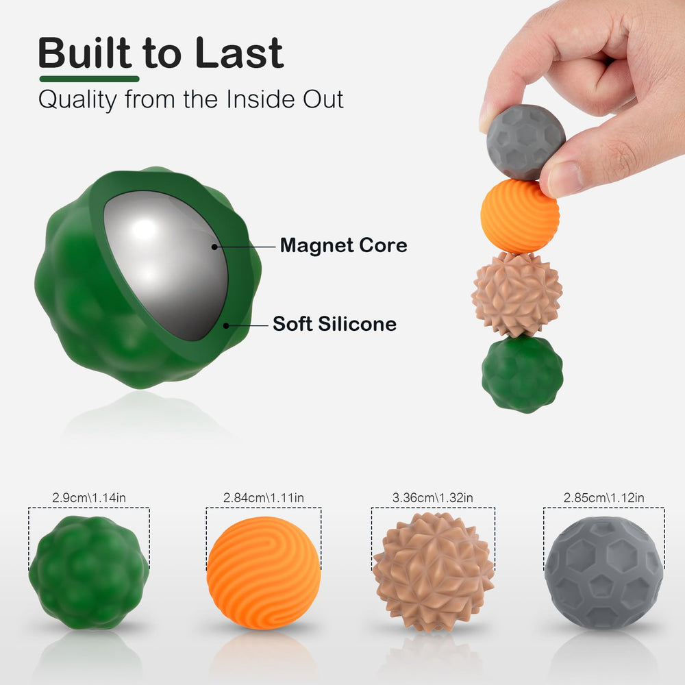 Ednzion magnetic silicone fidget balls shown for quiet focus during meetings.