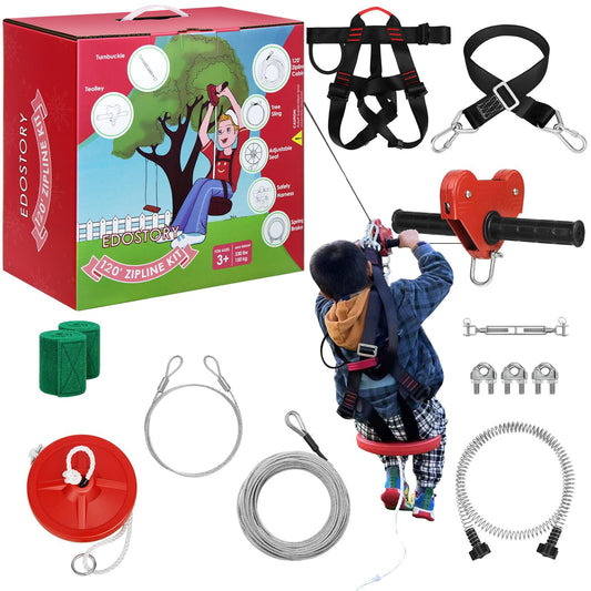EDOSTORY backyard zipline setup demonstrates sturdy anchors for safe family fun