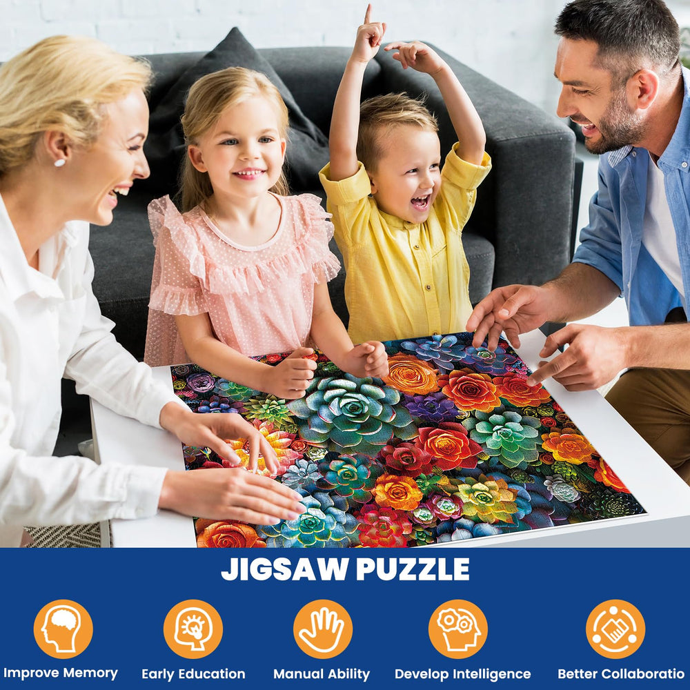 Edsjegn finished puzzle showcasing floral and succulent artwork ready to frame
