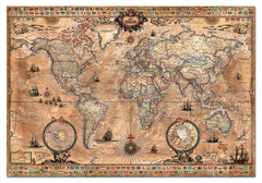 Educa Antique World Map puzzle pieces close-up, detailed vintage cartography.