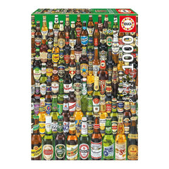 Educa Beers 1000-piece puzzle featuring beer bottles; ideal for a relaxing evening challenge.