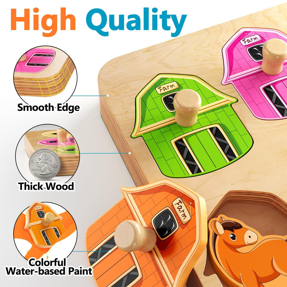 EDUJOY easy-grip wooden knobs support confident grasping.