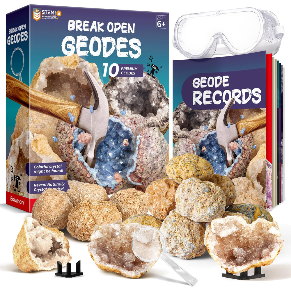 EDUMAN geodes-break-open-kit ready for hands-on exploration and crystal discovery.