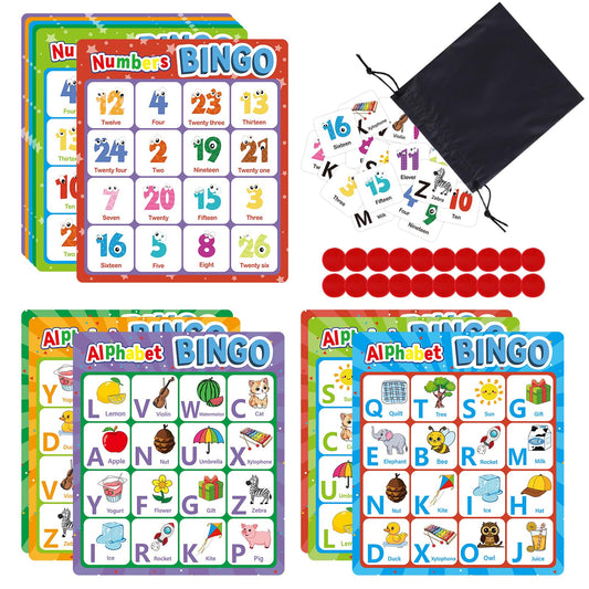 Edumix Alphabet Bingo Card front showing letter practice for kids.