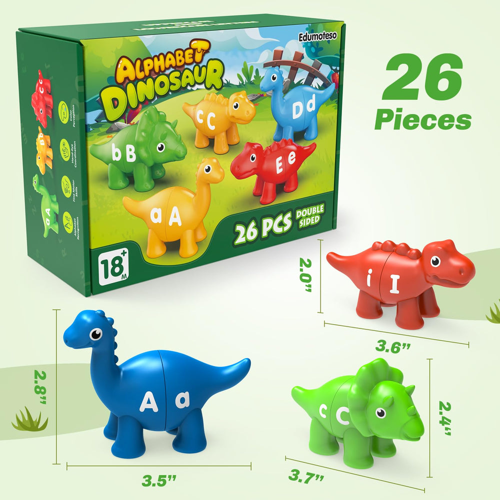 Edumoteso dinosaur multicolor set invites engaging, interactive letter practice.
