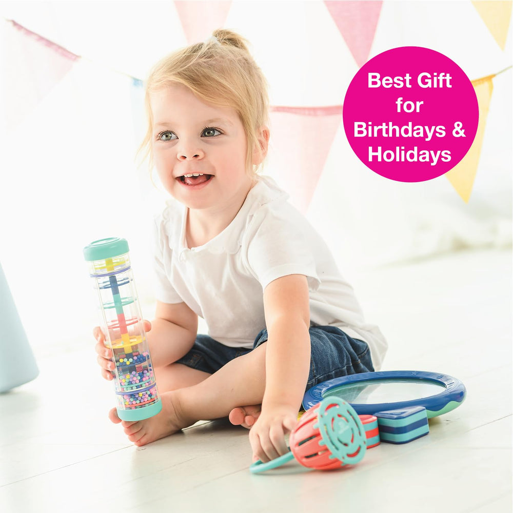 Edushape baby instruments include multiple pieces to encourage interactive storytelling through sound.