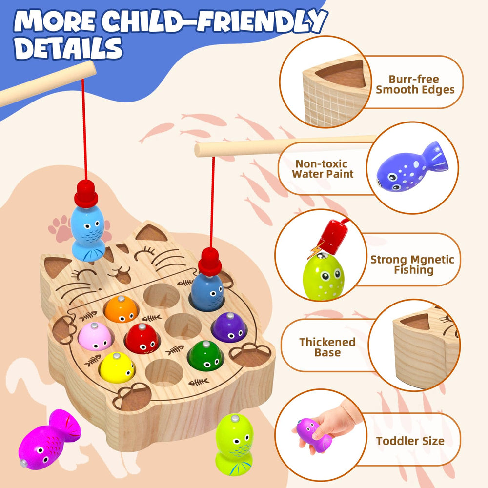 edutree colorful wooden fish promote color recognition during games