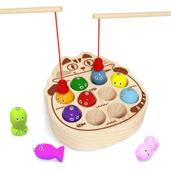 edutree wooden magnetic fishing cat base promotes fine motor skills in toddlers