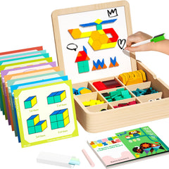 edutree wooden magnetic pattern blocks provide colorful shapes to spark STEM-friendly play